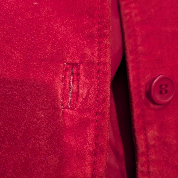 Red Suede Button-Up Jacket - Picture 7 of 8